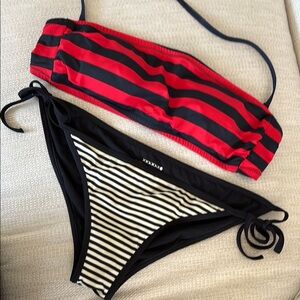 Kate Spade Red and Black Striped Bikini